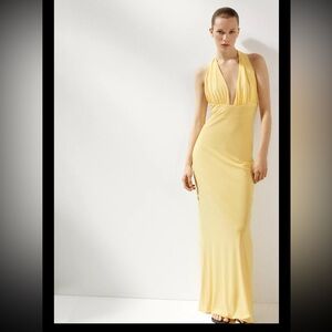 Zara Sunny Yellow Halter Maxi Dress